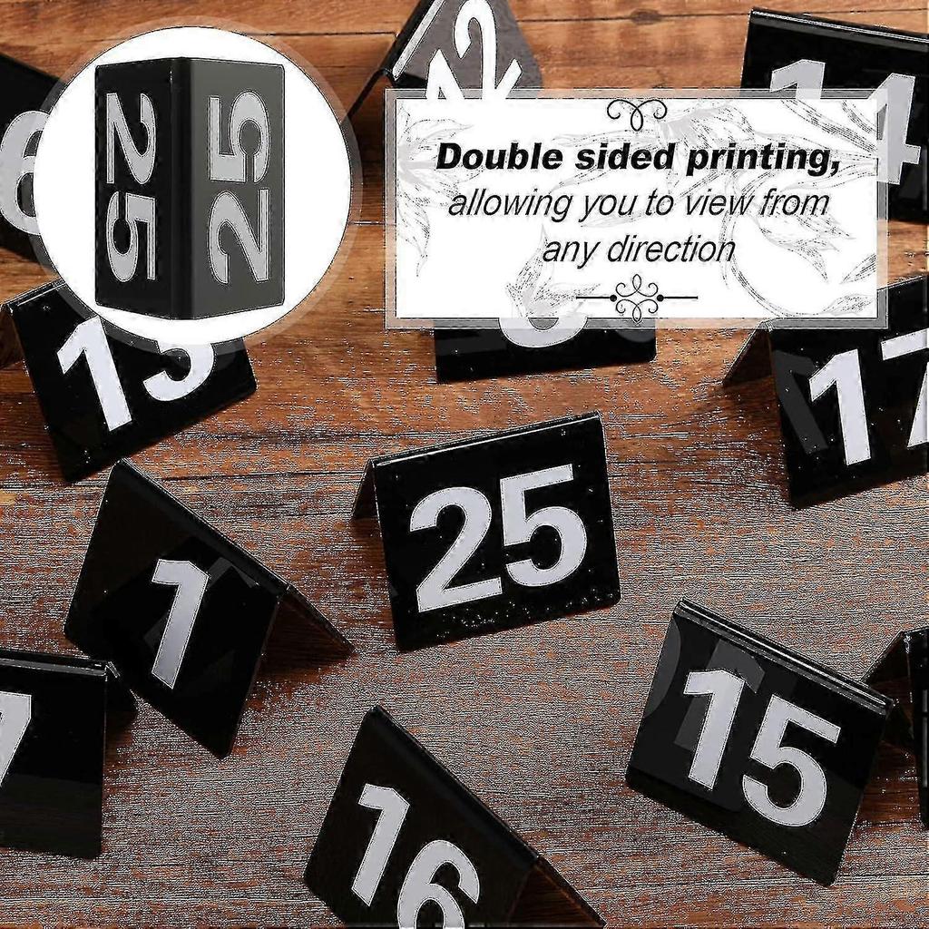 Table Numbers 1-25 Acrylic Double Side Numbered Table Tents Plastic Restaurant Wedding Table Number Table Tent Numbers Cards Signs - RIpj