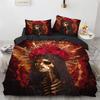 Skull Duvet Cover Queen Size Microfiber Vintage Sugar Skull Girl Day Of The Dead Bride With Dark Color Roses Graphic Bedding Set