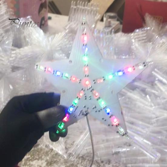 Рождественская елка Топпер Звезда со светодиодной подсветкой Креативная форма Plug-Play IP65 Водонепроницаемая светящаяся пятиконечная звезда Орнамент рождественской елки