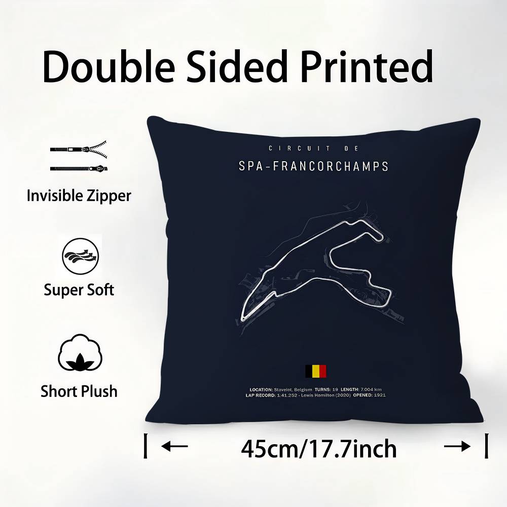 Formula 1 Imola Monaco Circuit F1 Pillow Case Sofa Decorative Home Double-sided Printing Short Plush Cushion Pillow Cover Gift