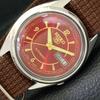 Б/У винтажные мужские часы SEIKO 5 AUTOMATIC 7019A из Японии с красным циферблатом a435024-2 R122-a435024
