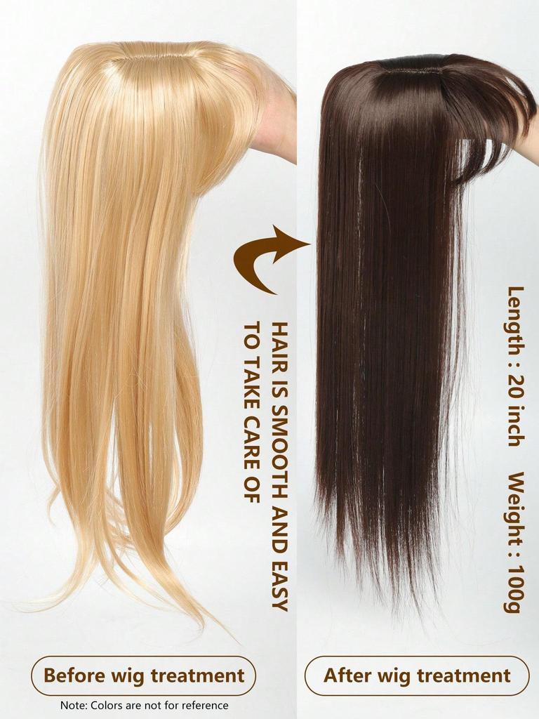 Синтетический длинный прямой верхний слой для волос с челкой, накладные волосы, натуральный сменный чехол, термостойкий для женщин, искусственный парик