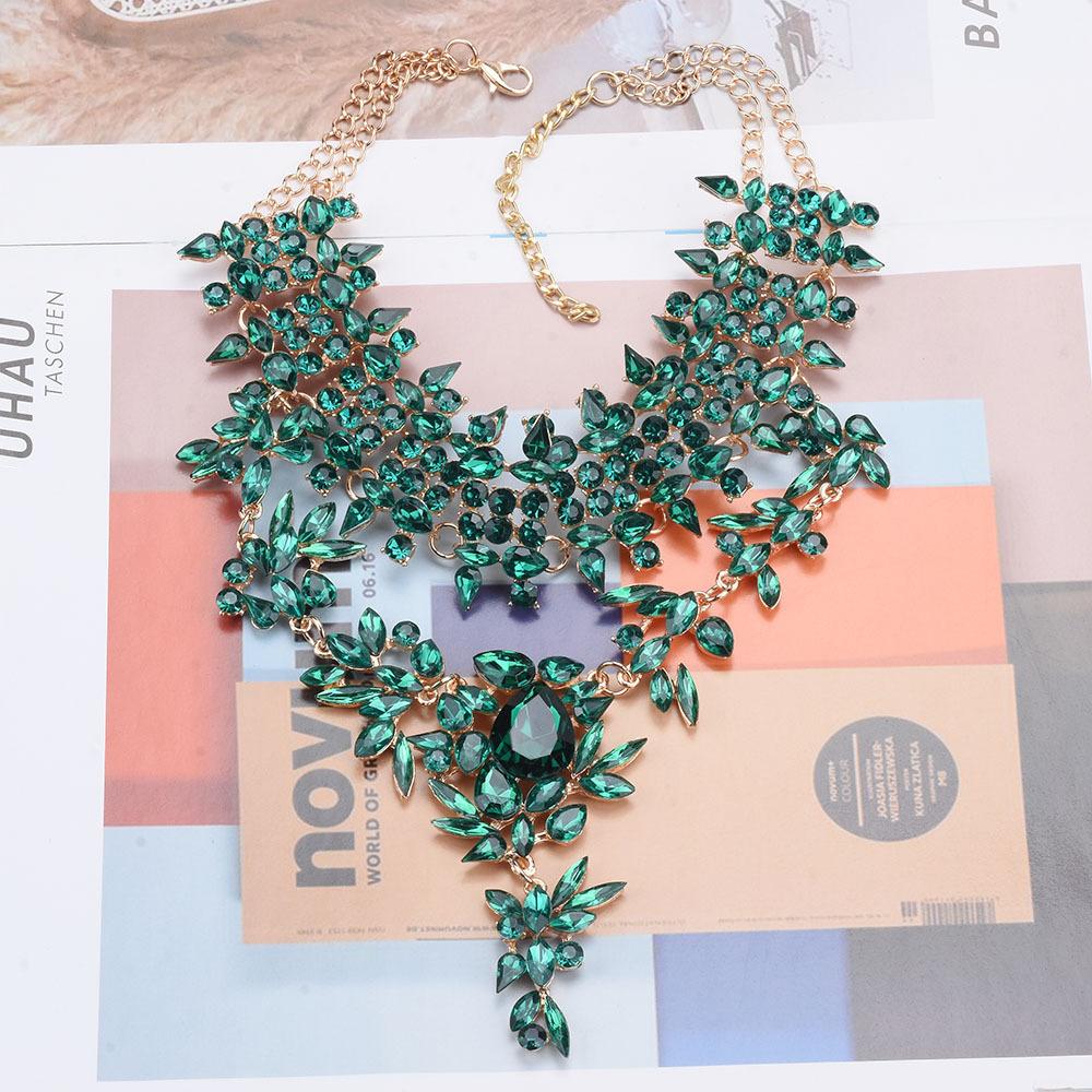 Full Rhinestone Water Drop Pendant Necklace, Exaggerated Collarbone Chain Clothing Accessory For Women