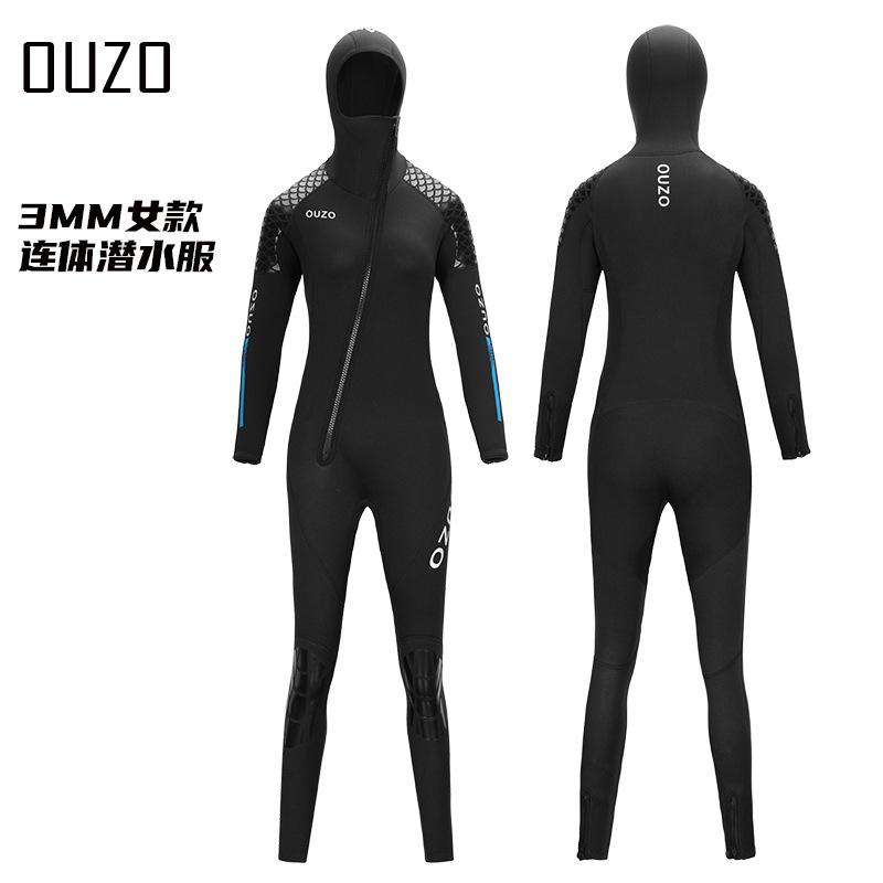 Гидрокостюм 3 мм для мужчин и женщин, полнотелый, с капюшоном, для дайвинга, утолщенный, теплый, для серфинга, снорклинга, зимнего плавания