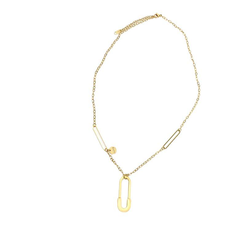 Полое прямоугольное ожерелье-скрепка, длинное, для женщин - Элегантная европейская и американская мода, устойчивое к выцветанию, в стиле цепочки для свитера.