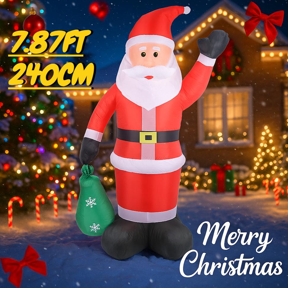7.87FT Inflatable Toy Santa Claus Gift Bag with LED Lights Xmas Yard Lawn Party Decoration Christmas Home Supplies Ornament Gift