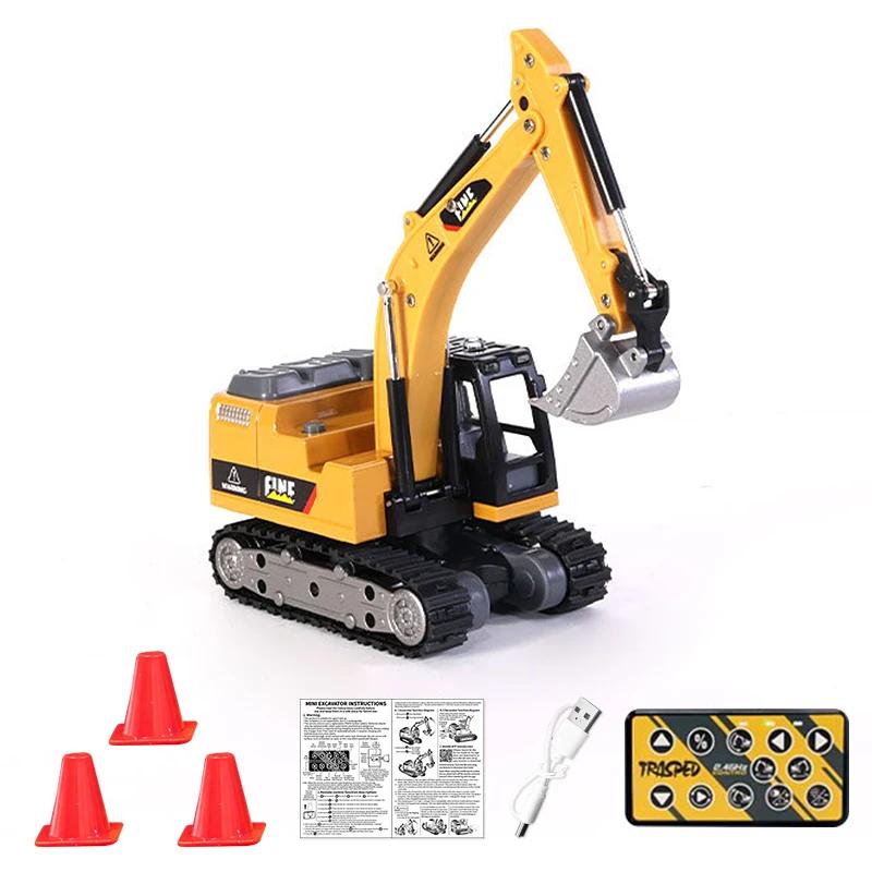 Non-Toxic Desktop Mini Rc Excavator 1/64 Rc Car Remote Control Truck Engineering Vehicle Toy Trucks Children Toys Children Kid Christmas Gifts