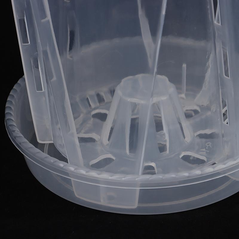 Root Control Transparent Flower Pot With Tray For Phalaenopsis Orchid Planting