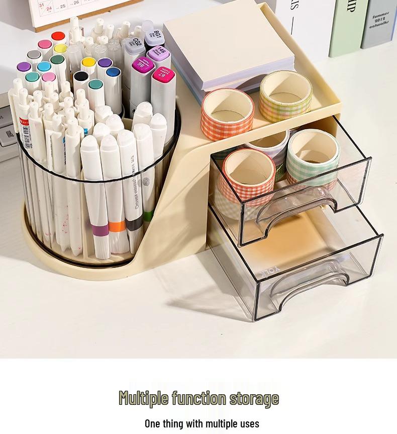 360° Rotating Pen Holder: Luxurious, Multifunctional, Large-Capacity Desk Storage for Students and Offices