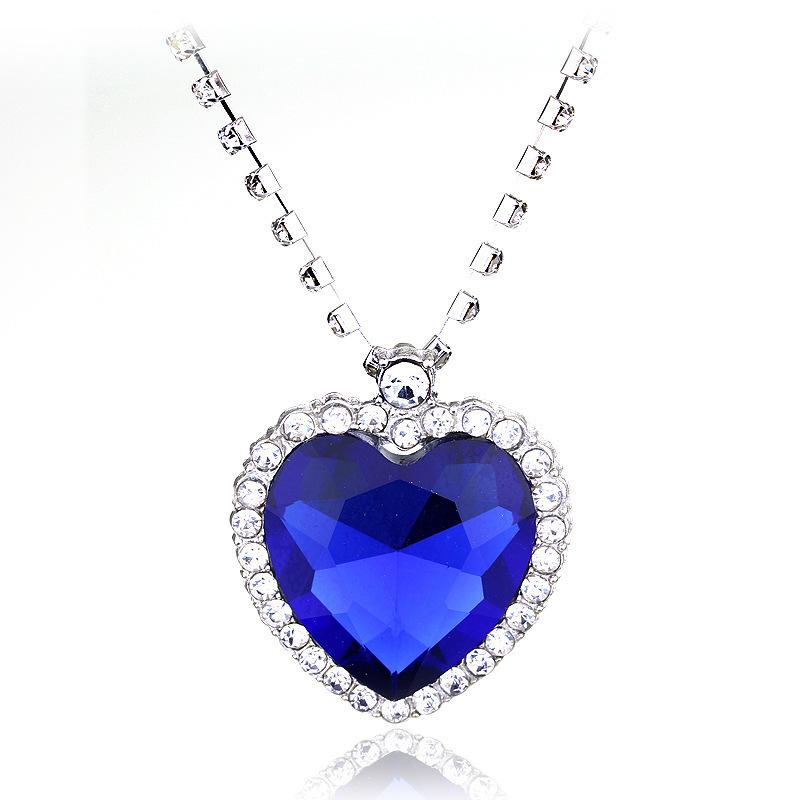Ожерелье ТИТАНИК Сердце Океана Любовь Навсегда Синий Красный Кристалл Подвески Ожерелье Женское Свадебное Циркон Подарок-SMT038