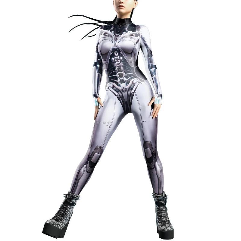 Women's Bodysuit Role Play Robot Adult Costume Colorful Texture Print Bodysuit Clothing Halloween Carnival Costume 2025