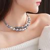 Grey Glass Pearl Openning Necklace Temperament Neck Accessories Europe America Style Choker  Party