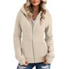 Women's Solid Color Zipper Hoodie And Fleece Hoodie Coat