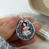 Подвеска из стерлингового серебра S925 с эмалью Зеленой Тары, Двусторонний тибетский амулет Будды