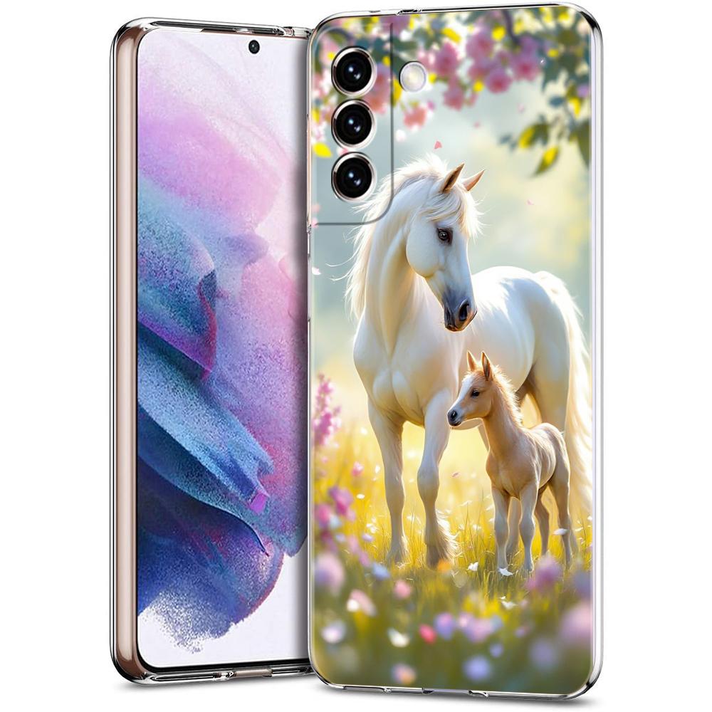 Прозрачный чехол-бампер для Samsung Galaxy S25 S24 S23 S22 S20 S21 FE Ultra S24 S23 S10 S10E Plus 5G с рисунком лошади/животного
