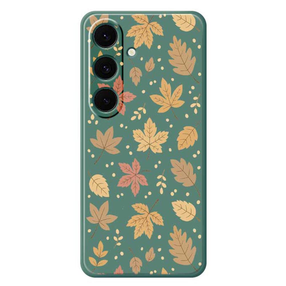 For Samsung Galaxy S24 FE Case Leaves Pattern Printing Straight Edge TPU Phone Back Cover