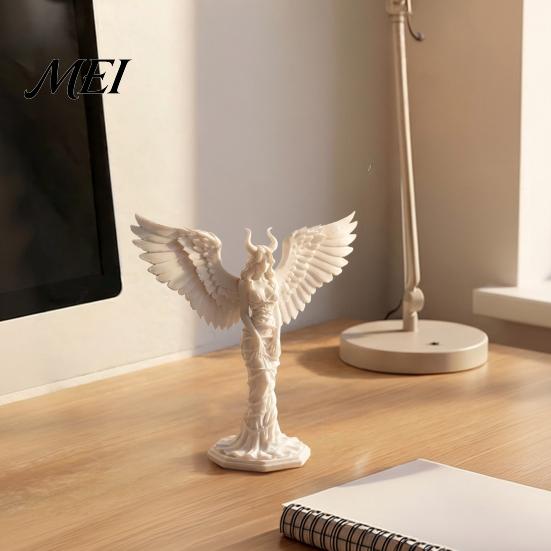 Matte Texture Ornaments Demon Angel Statue, 3D Printed Wings Texture, Devil Fall-Resistant Ornament for Desk Study Entrance Hall Decoration