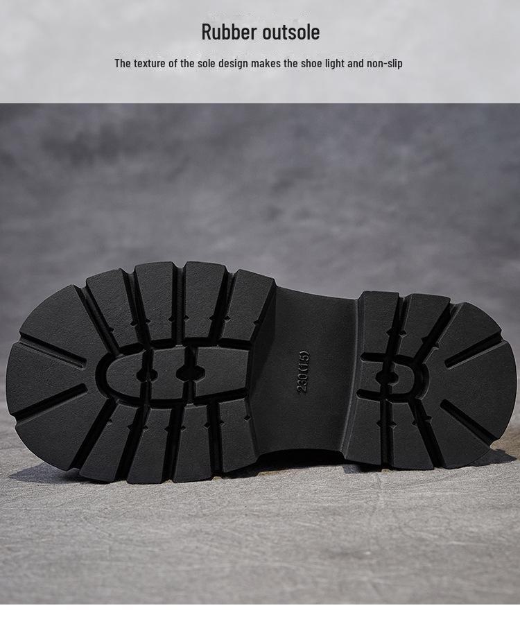 Women's 2024 Spring/Fall Fashionable Thick-Soled Chelsea Boots with Slim Fit and Genuine Leather Thick-Heeled Design