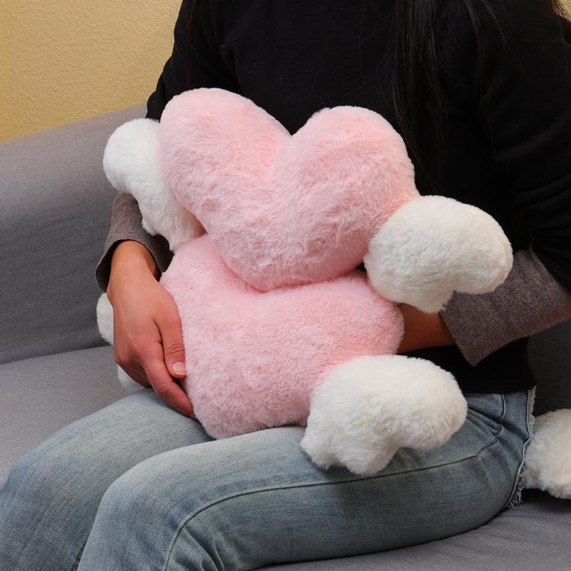 Подголовник для автомобиля из хлопка, плюшевая подушка для шеи с крыльями, уменьшающая усталость во время вождения, декоративные аксессуары в форме сердца для салона автомобиля