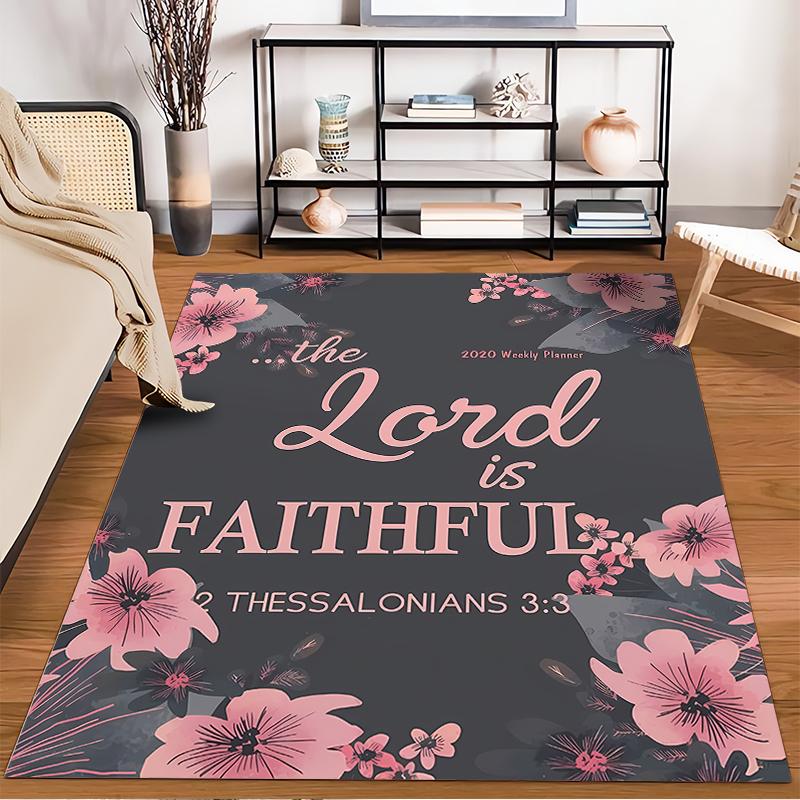 Floral Faithful Design Non-slip Rug Suitable for Living Room and Bedroom Sofas