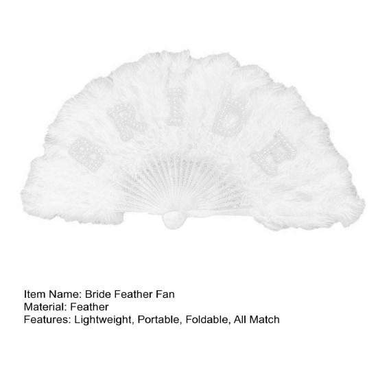 Веер с перьями невесты, дизайн из искусственного жемчуга, сверхлегкий складной веер, украшение для свадебного помолвки и девичника