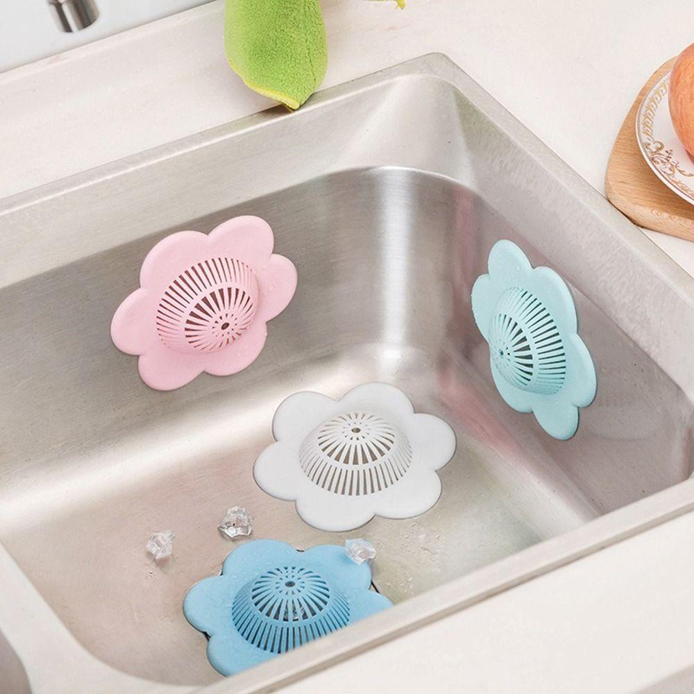 4Pcs Soft Flower Sink Strainer Anti-clogging Hair Catcher Floor Drain Covers Bathtub