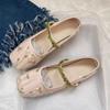 Fashion New Women's Shoes Square Head Women's Single Shoes Fashion Elegant Lightweight Flat Elegant Woven Embroidery Girls Shoes