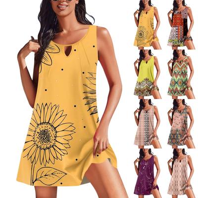 Женские летние платья, свободные сарафаны без рукавов с U-образным вырезом и карманами
