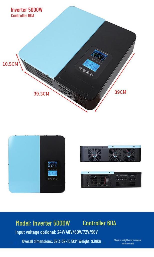 MPPT Solar Inverter & Controller: Pure Sine Wave, All-in-One, 12V-96V