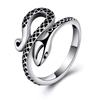 Adjustable Open Ring With Vintage Snake Texture Design Unisex Retro Statement Jewelry Daily Wear