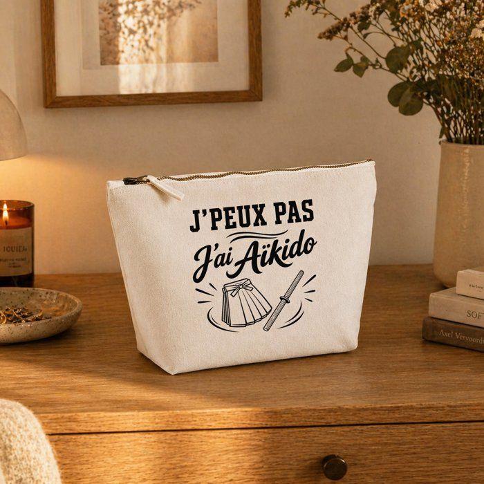 Trousse de toilette - PLANETEE - J’peux pas minimaliste - Beige - 100% coton - 3 L, zip métal