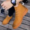 Fashion Korean Luxury Genuine Leather Lace Up Mid Top Boots Men Chelsea Boots Motorcycle Outdoor Cow Sole Shoes British Work Shoes Male