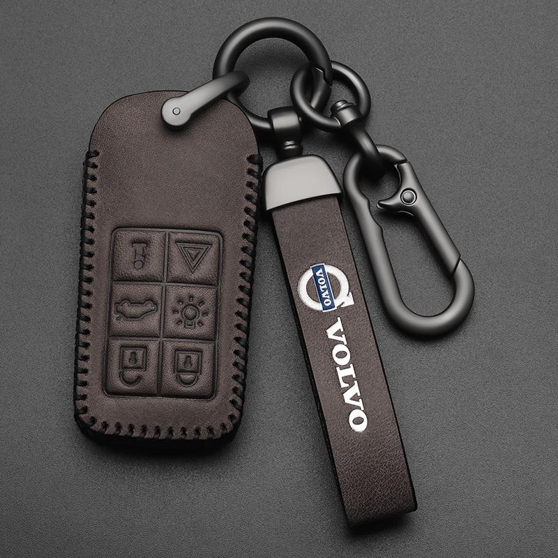 rcmjh6 High Quality Leather Car Key Case Cover Protector Shell Holder For Volvo S40 S60 S80 S90 XC60 XC70 XC90 V40 V60 Auto Accessories
