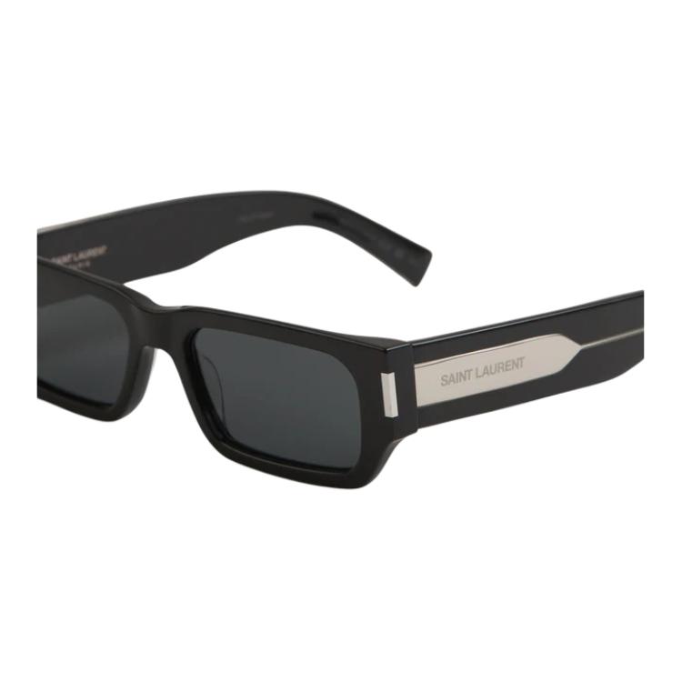 Saint Laurent Logo Acetate Irregular Frame Sunglasses Men sunglasses Black 779820Y99601033