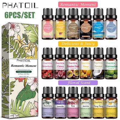 PHATOIL 6 шт. чистый растительный экстракт фруктовое эфирное масло цветочный аромат масло лаванды для диффузора очиститель воздуха DIY духи уход за кожей подарок на день Святого Валентина