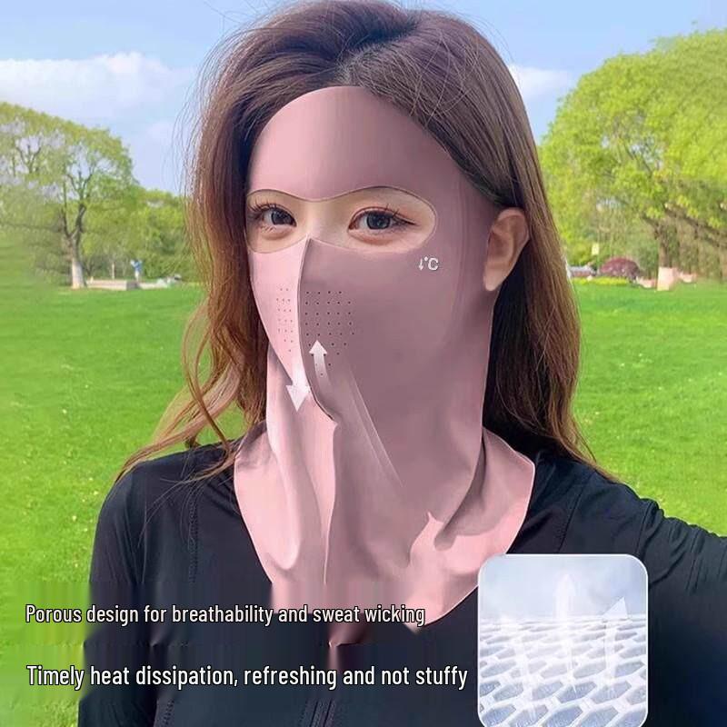 Seamless UPF50+ Face Mask: Full Sun & Wind Protection, Summer Warmth, Portable Head-Mounted Design