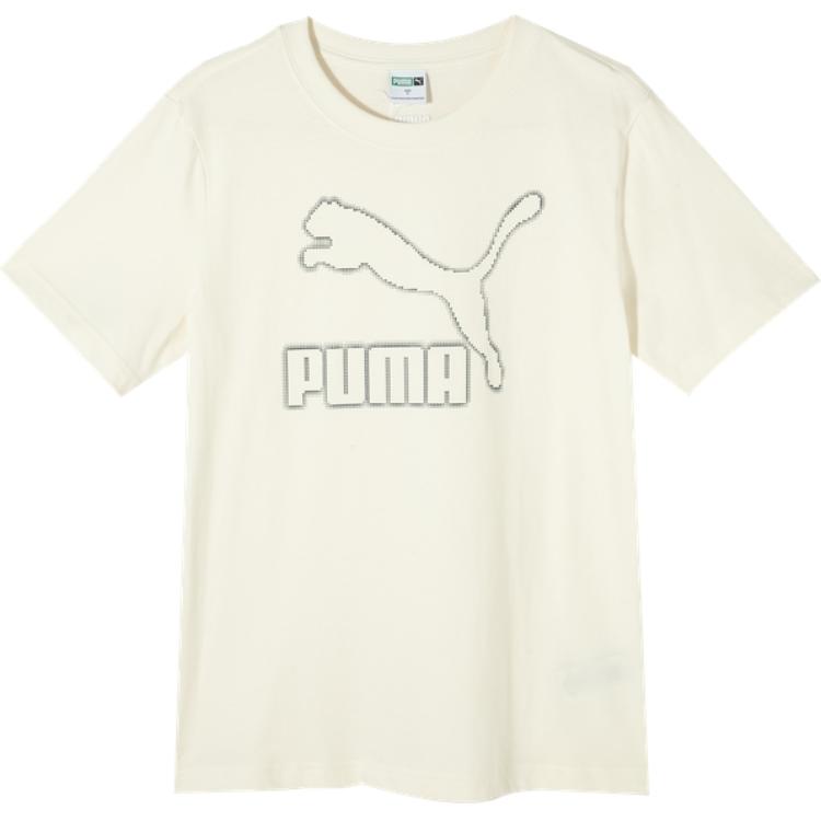 Puma Swxp Dancemania Логотип Принт Дышащий Пуловер Удобный Повседневный Спортивный Круглый Вырез Короткий Рукав Футболка Мужские Топы Белый 628038-65