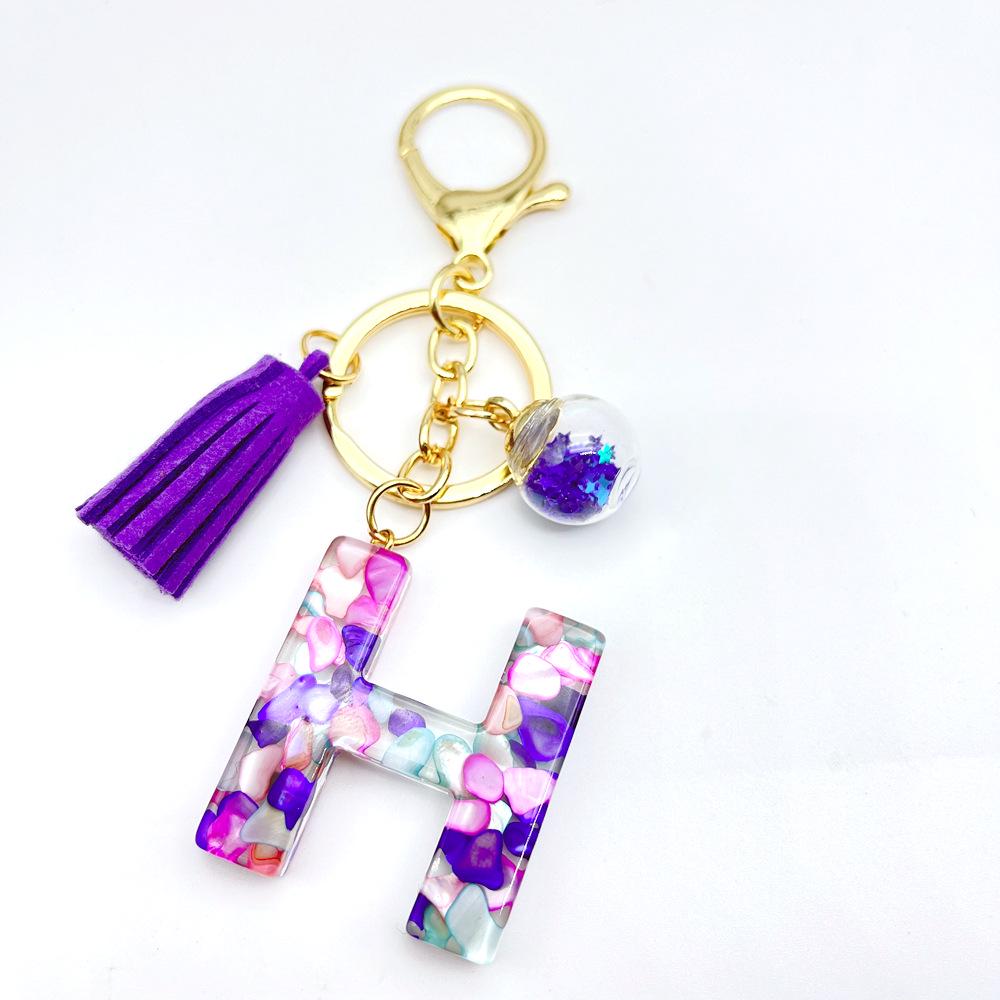 Европейский и американский хит продаж брелок с английскими инициалами и фиолетовой кисточкой