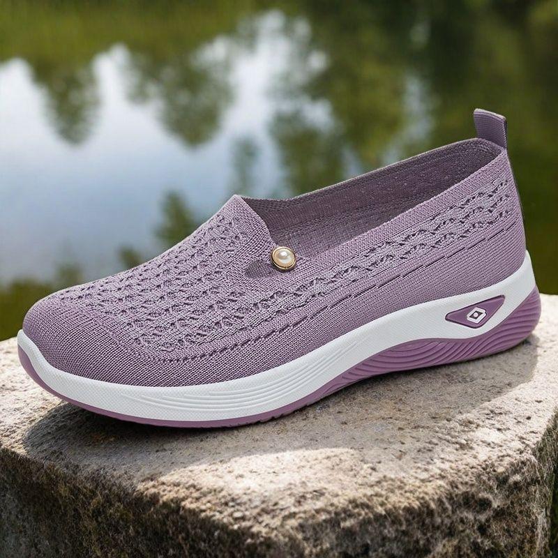 Новые летние ажурные женские туфли из ткани, нескользящие, сетчатые, дышащие, повседневные туфли для людей среднего и пожилого возраста