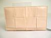 Authentic BOTTEGA VENETA Cassette Pink Beige Paper Calf Leather Zip Around Wallet #a878  Refurbished