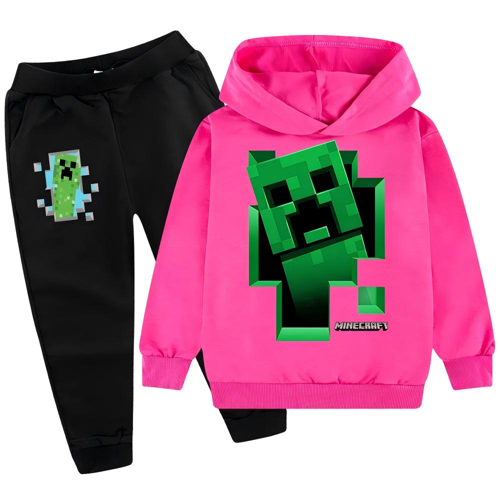 Детский худи спортивный костюм Creeper Худи для мальчиков Штаны Набор из 2 предметов Принт Minecraft HD Игра Детский набор худи Набор худи для мальчика девочки Полиэстер