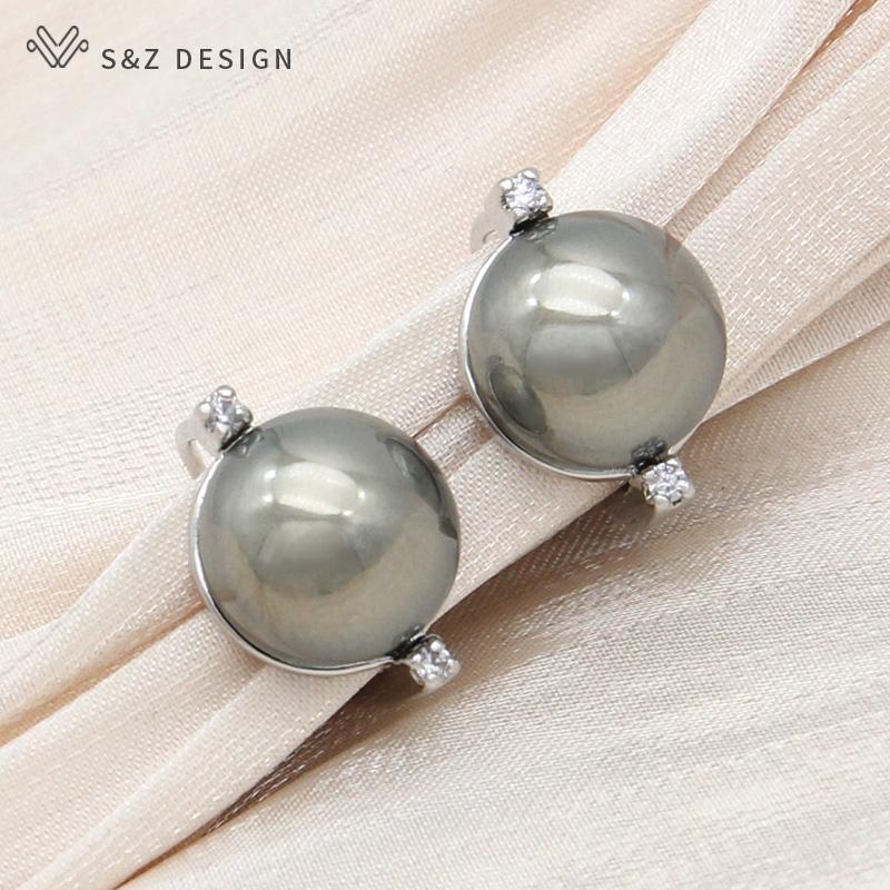 Модные круглые серьги-капли с искусственным жемчугом для женщин, свадебные серьги розового золота с кубическим цирконием, ювелирные изделия