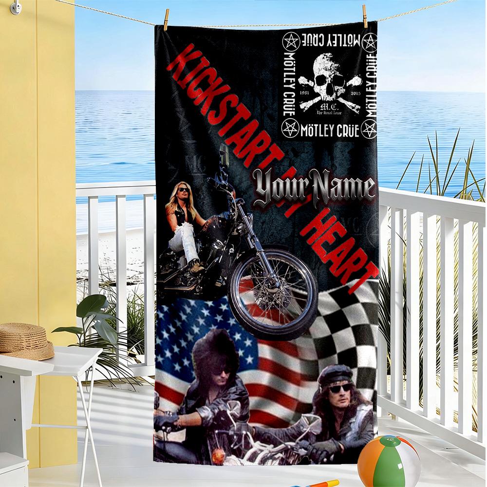 Harley-davidson Motorcycles Customized Name Beach Towel High Absorbency & Quick-Dry
