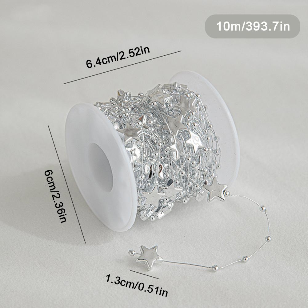 5M/10M Christmas Tree Pearl String Imitation Pearl Beads Chain Metallic Gold Bead Wire Trim for DIY Garland Wedding Party Decor