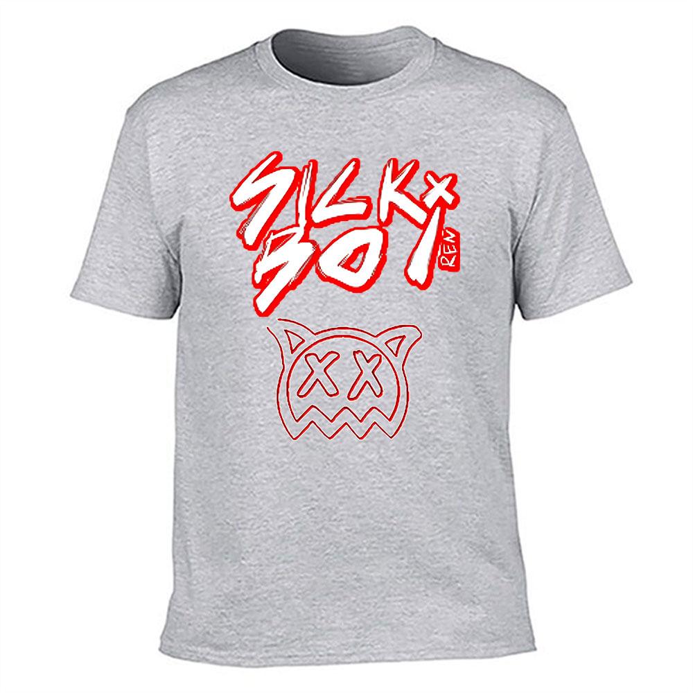 Unisexs Cotton TShirt with SICKO Graphic Print Casual Crew Neck Short Sleeve Tee for Streetwear Style Breathable Daily Top