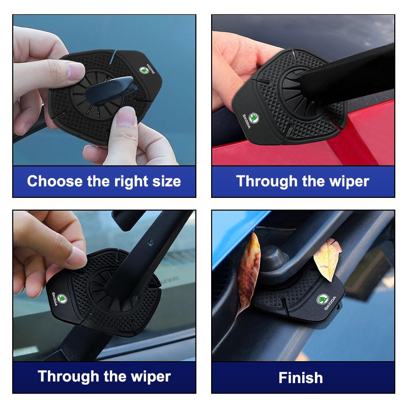 2Pcs Car Windshield Wiper Protective Cover Dust Wiper Emblem Car Styling For Skoda Octavia Superb Rapid Kodiaq Karoq Fabia Kamiq Roomster Citigo