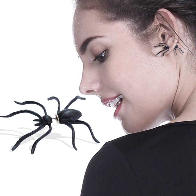 Творческие личности, черные серьги-гвоздики в виде паука, модные женские серьги, квадратные серьги-гвоздики