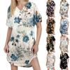 Женское повседневное платье с принтом, застегивающимся на пуговицы, коротким рукавом реглан