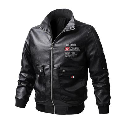 Осенняя мужская кожаная модная байкерская одежда Flight Thin Leather Jacket Men's Coat Air Force