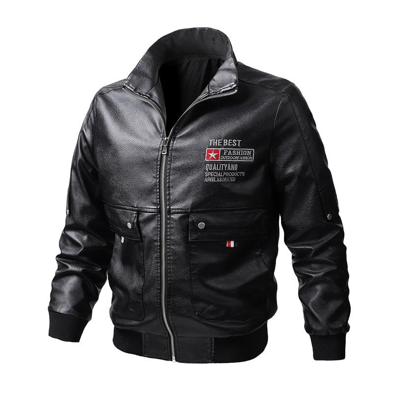 Осенняя мужская кожаная модная байкерская одежда Flight Thin Leather Jacket Men's Coat Air Force